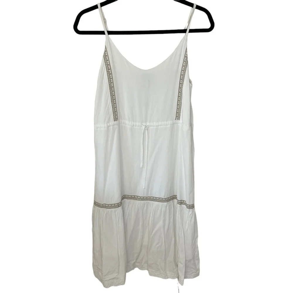 Frank and Oak White Embroidered Cami Tiered Midi Dress SZ Small - Picture 10 of 14